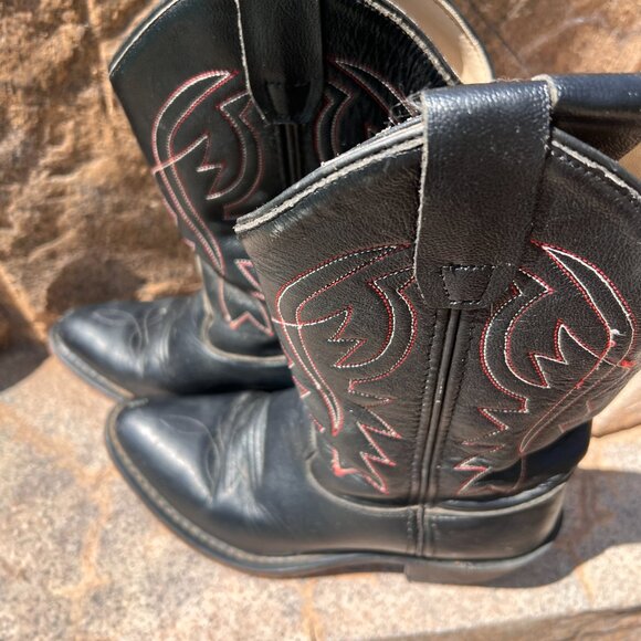 Cody James - Kids - Western Black Leather Cowboy Boots - Size 4 - Picture 8 of 10